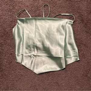 ASOS DESIGN 90's satin scarf top with cowl neck and lace up back in mint